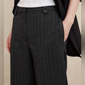 Banana Republic Pinstripe Charcoal Heather Flannel Straight Trouser sz 12 #BR29